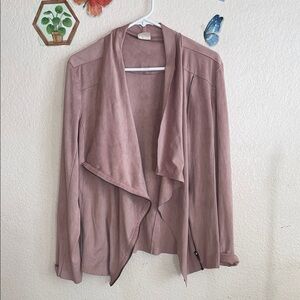 Pink Draped Blazer with Waterfall Collar
